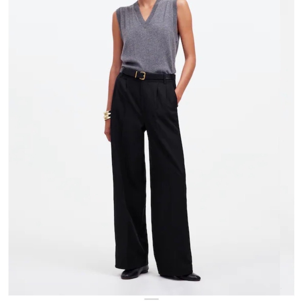 Madewell The Petite Harlow Wide-Leg Pant in Drapey Twill True Black Size 6P NWT